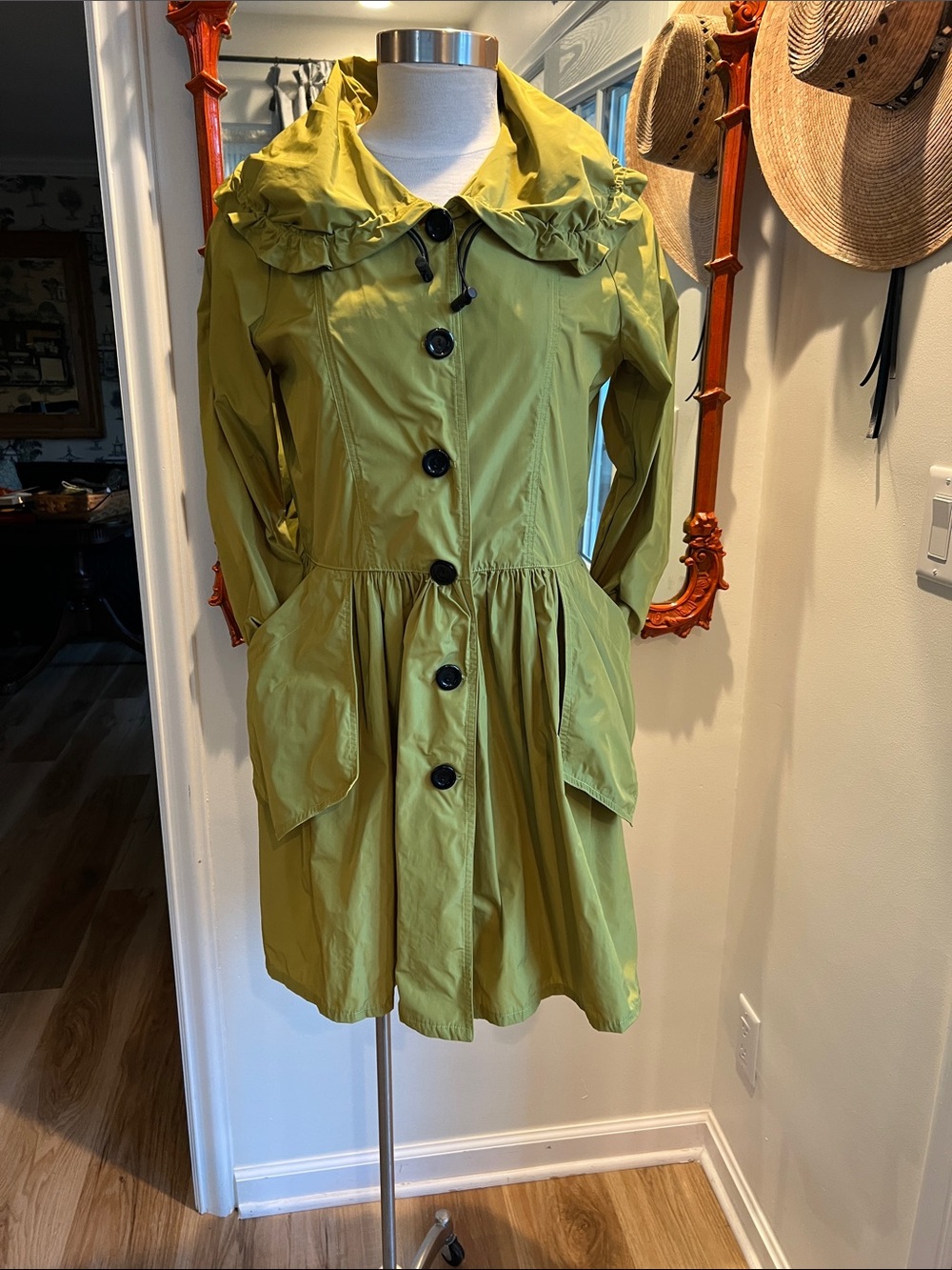 Women’s Wide Collar Block Waist Detail Coat Dress Sz XS